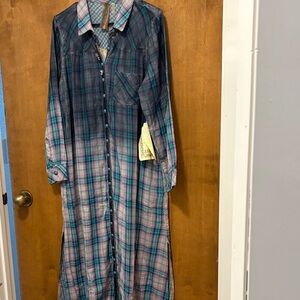 20. Aratta Plaid Long Sleeve Maxi Dress